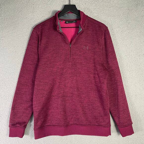 Under Armour ColdGear Loose 1/4 Zip Pullover Men’s M Fuchsia Pink Stretch Top - Picture 1 of 9